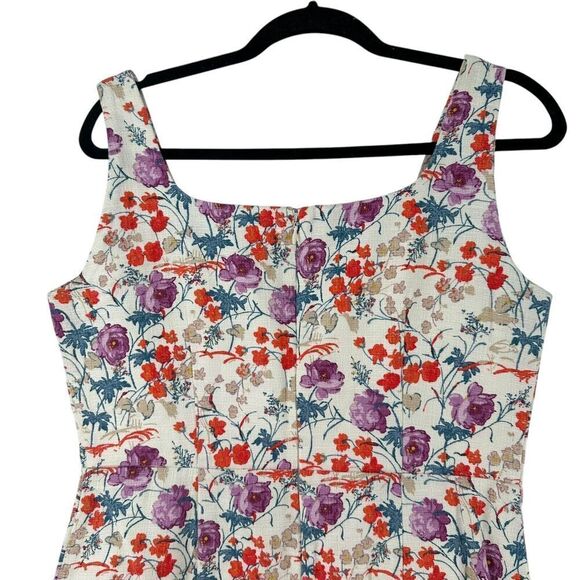 Ann Taylor Sheath Dress Size 4 Floral Knee Length Colorful Sleeveless Textured - Picture 5 of 9
